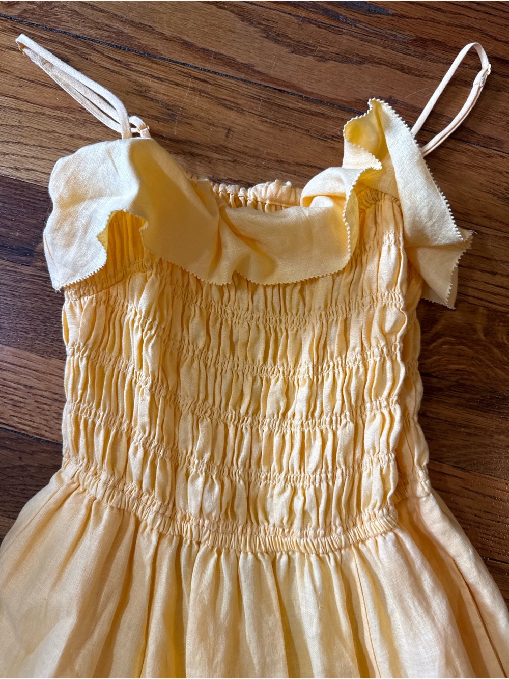 Aritzia Yellow Smocked Ruffle-Strap Maxi Dress - Picture 2 of 3